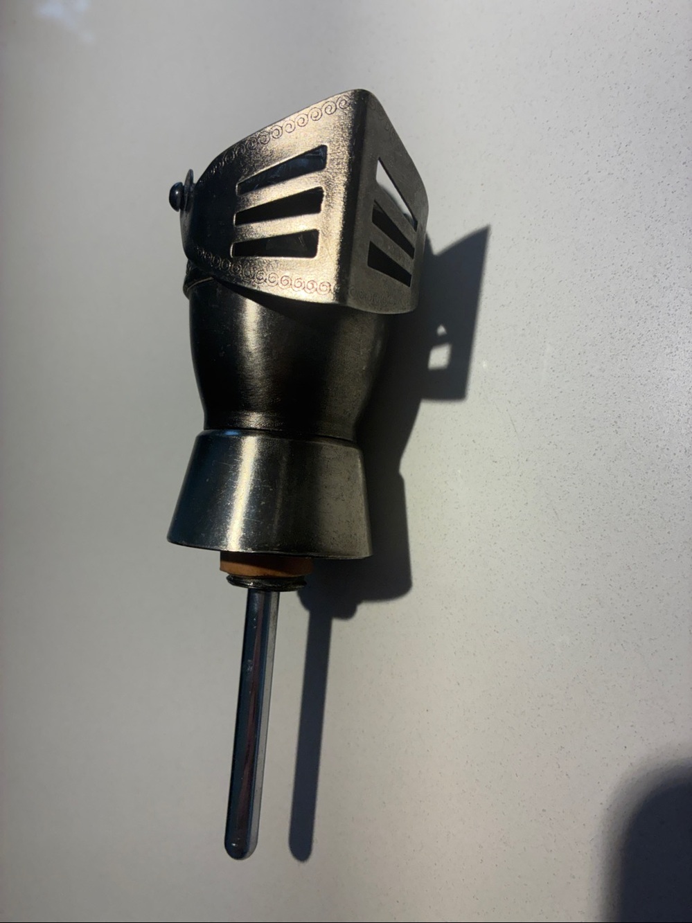 Vintage Metallic Knight Helmet bottle topper - Silver